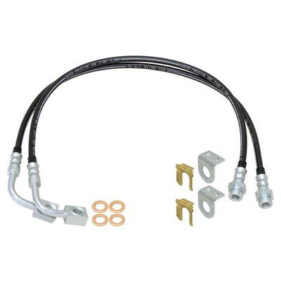 RockJock Braided Brake Line Kit, Rubber, Stock Height of 0 in. to 2 Inch - CE-9807FBLK